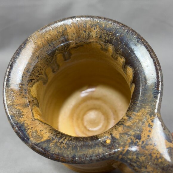 Jack Pott Stoneware Art Pottery Coffee Mug Grace Be Unto You Brown Drip Glazed - Picture 10 of 13